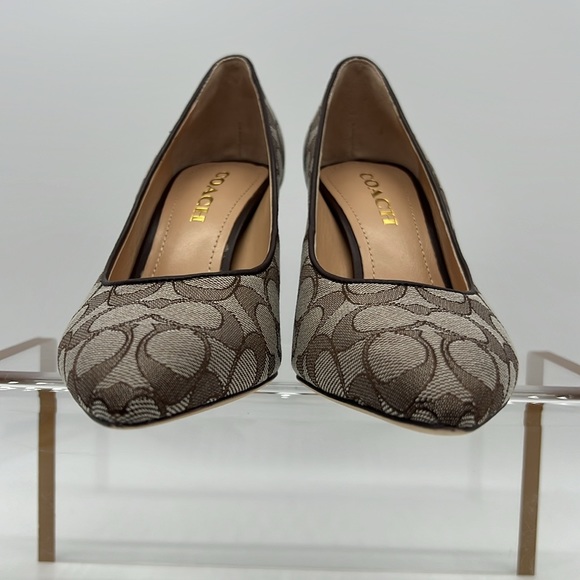 Coach Skyler Monogram Jacquard Pumps Oak Maple - Picture 7 of 15
